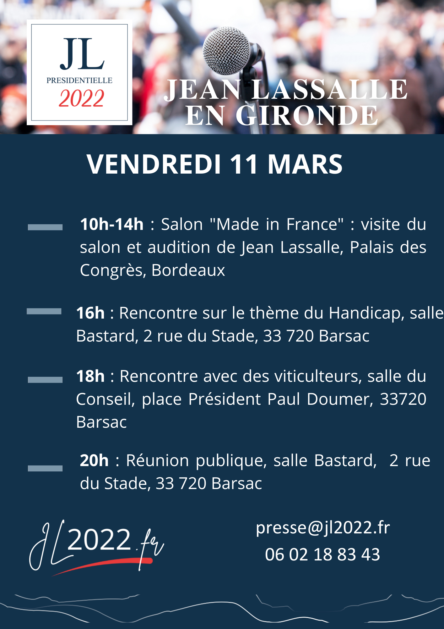 Etape 3 tour bus Jean Lassalle 2022 : La Gironde