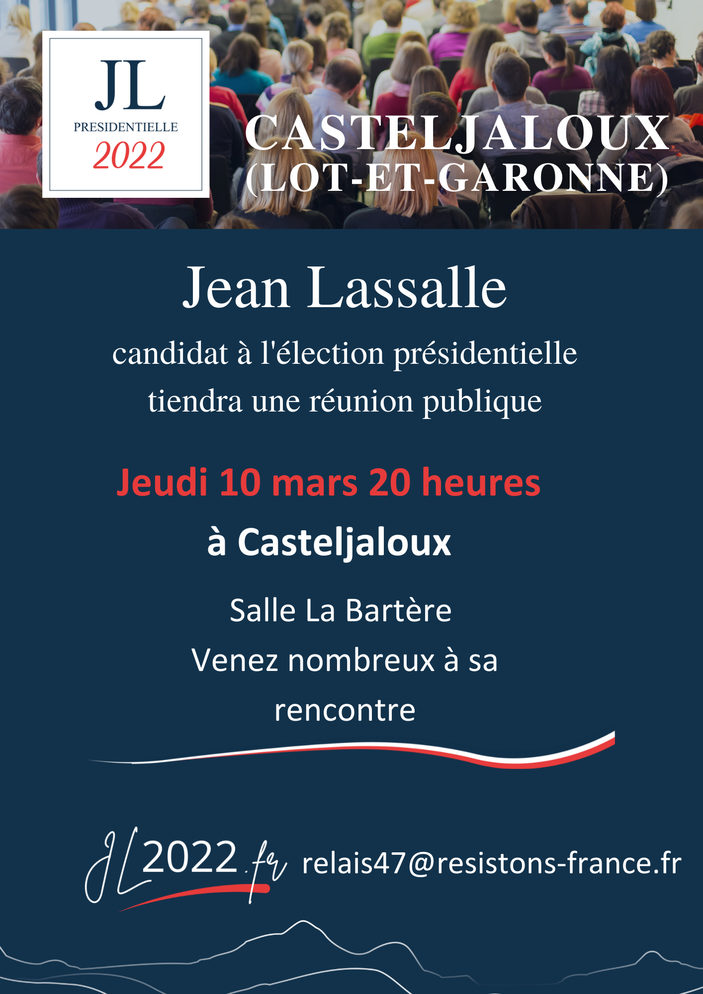Réunion publique de Jean Lassalle à Casteljaloux (Lot-et-Garonne)