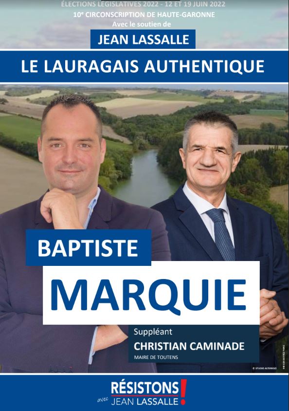 baptiste marquie affiche legislatives 2022 resistons 10e circonscription haute garonne
