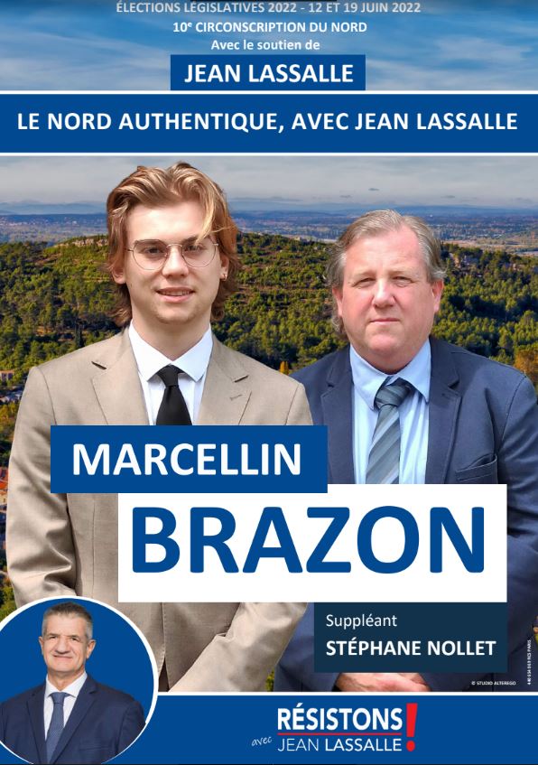 marcellin brazon affiche legislatives 2022 resistons 10e circonscription nord