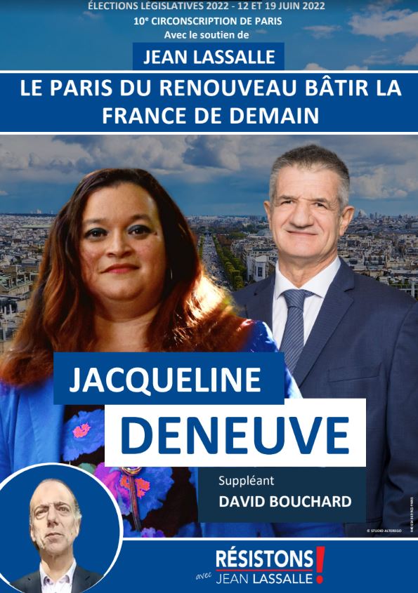 jacqueline deneuve affiche legislatives 2022 resistons 10e circonscription paris