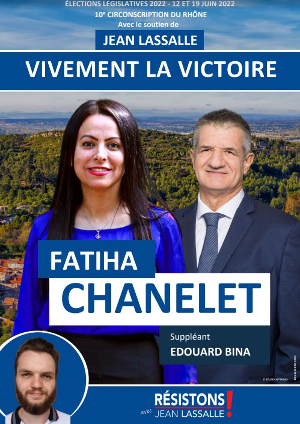 fathia chanelet affiche legislatives 2022 resistons 10e circonscription rhone