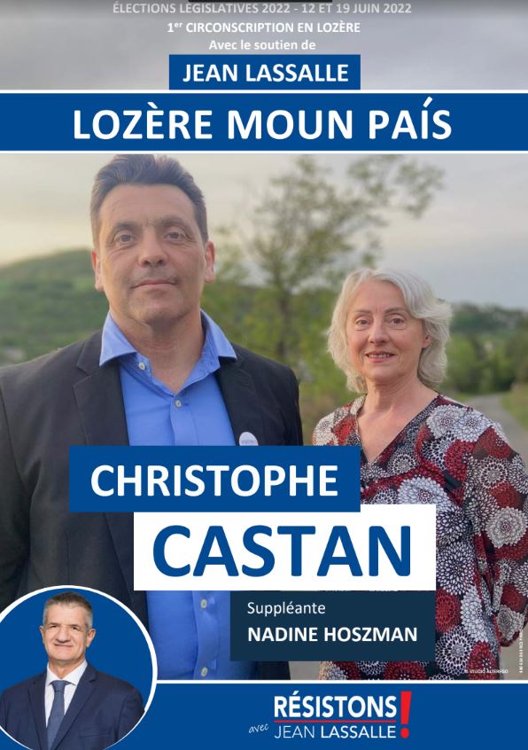 christophe castan affiche legislatives 2022 resistons 1e circonscription lozere