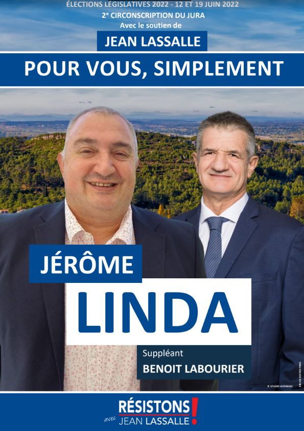 jerome linda affiche legislatives 2022 resistons 2e circonscription jura