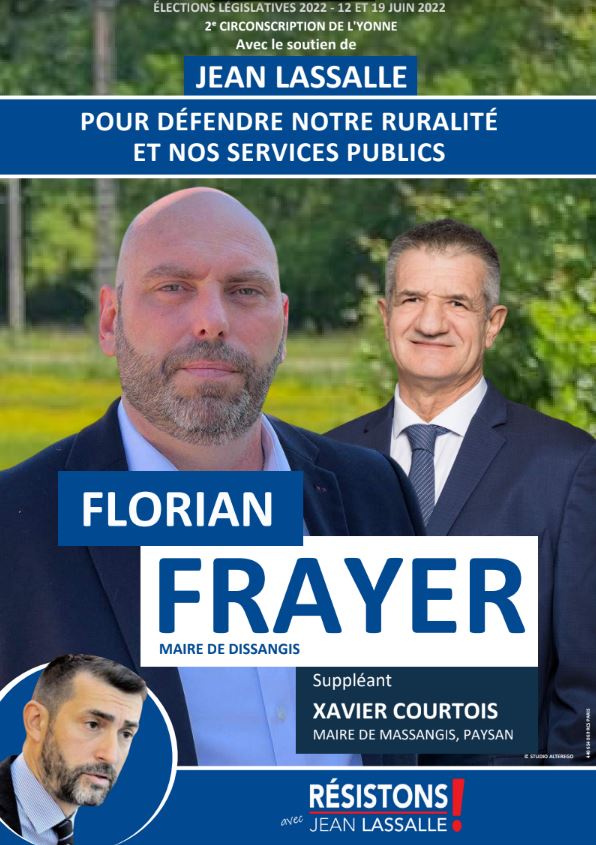 florian frayer affiche legislatives 2022 resistons 2e circonscription yonne