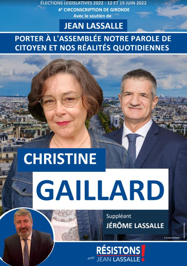 christine gaillard affiche legislatives 2022 resistons 4e circonscription gironde
