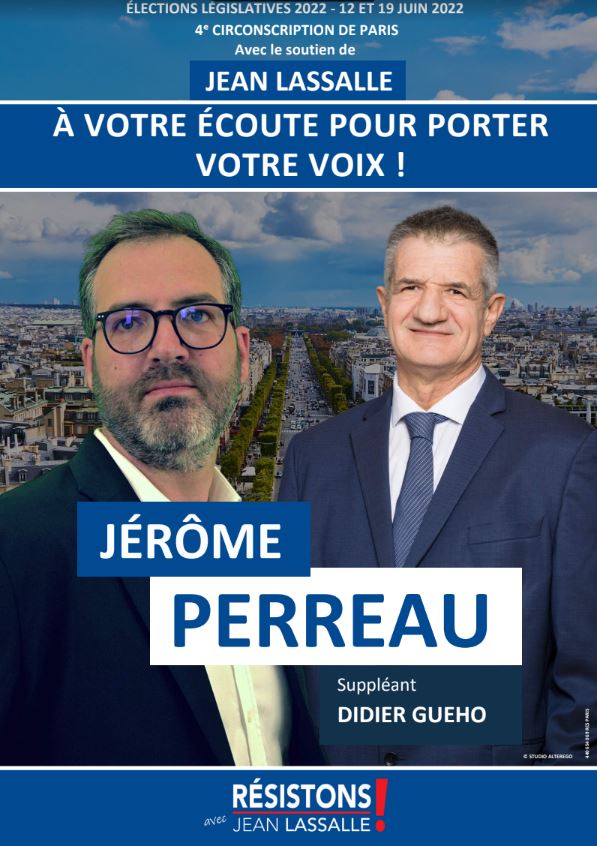 jerome perreau affiche legislatives 2022 resistons 4e circonscription paris