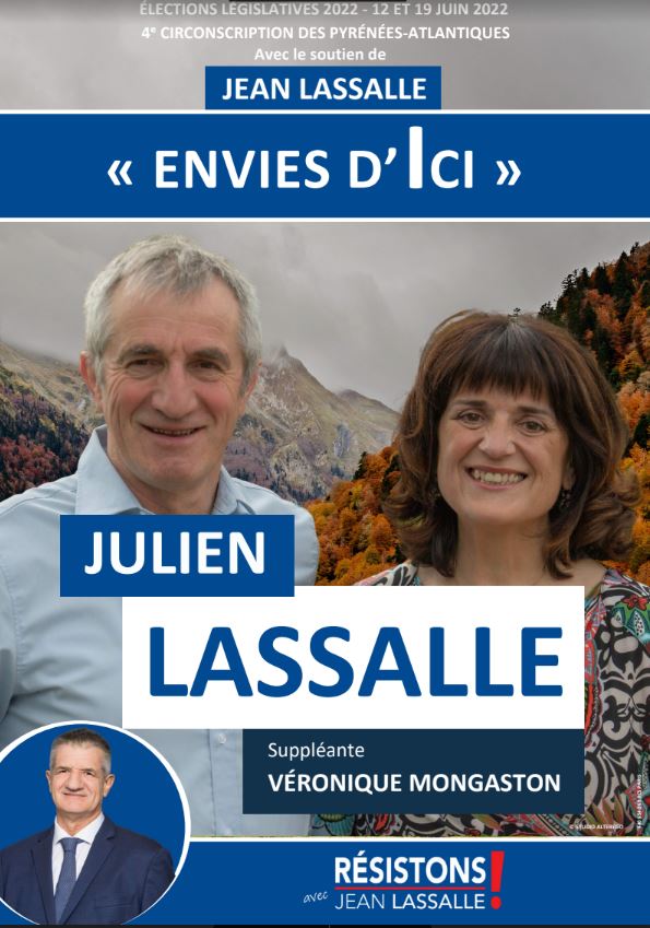 julien lassalle affiche legislatives 2022 resistons 4e circonscription pyrenees atlantiques