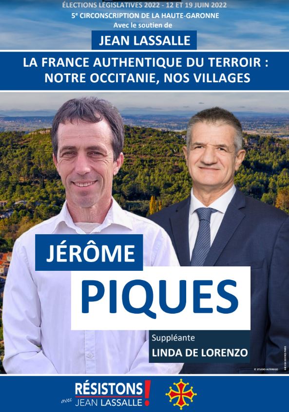 jerome piques affiche legislatives 2022 resistons 5e circonscription haute garonne