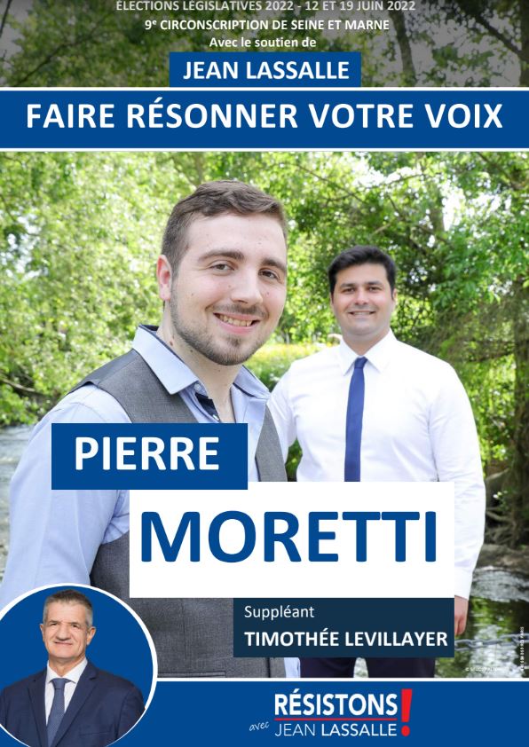 pierre moretti affiche candidat resistons legislatives 2022 9e circonscription seine et marne